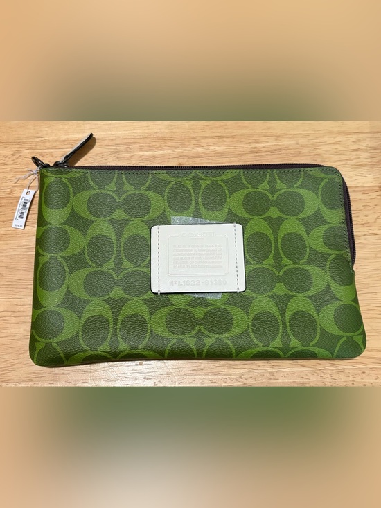 Coach Handbags - Coach Olive Green Signature Wristlet Pouch